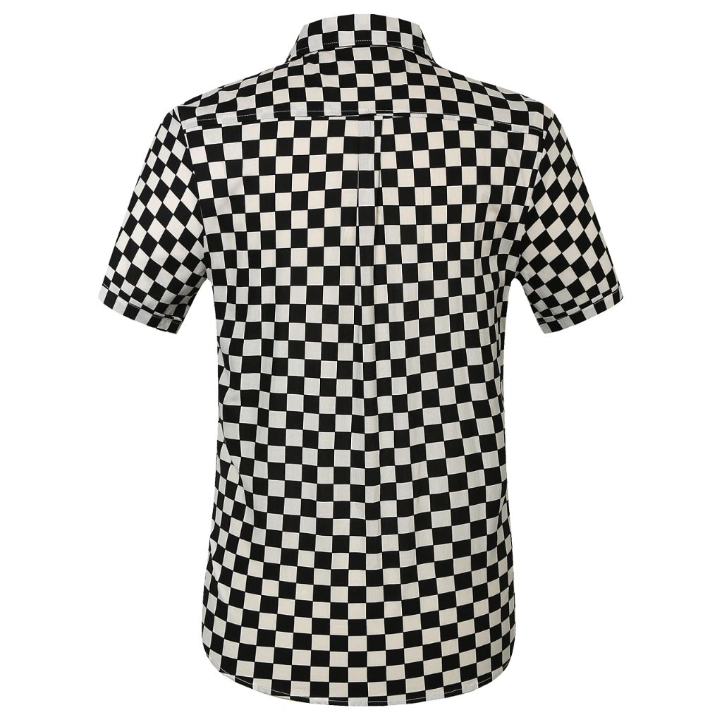 SSLR Hawaiian Shirt for Men, Short Sleeve Button Down Beach Shirt (X-Large, White Black)
