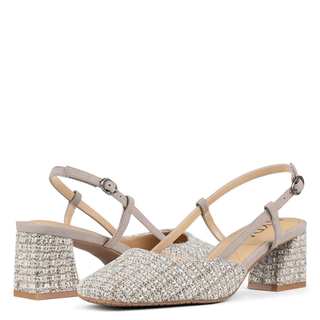 NYDJ Womens Samson Boucle Dress Slingback Pump, Feather, Size 7