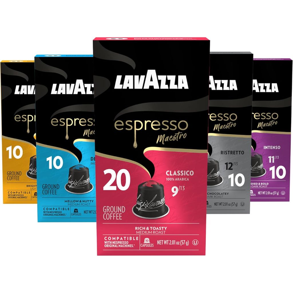 Lavazza Espresso Variety Pack of Aluminum Capsules Contains Light, Medium, and Dark Espresso Roast (60 Capsules)