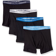 Nautica Men's Classic Cotton 4pk Boxer Briefs, Black - size MD