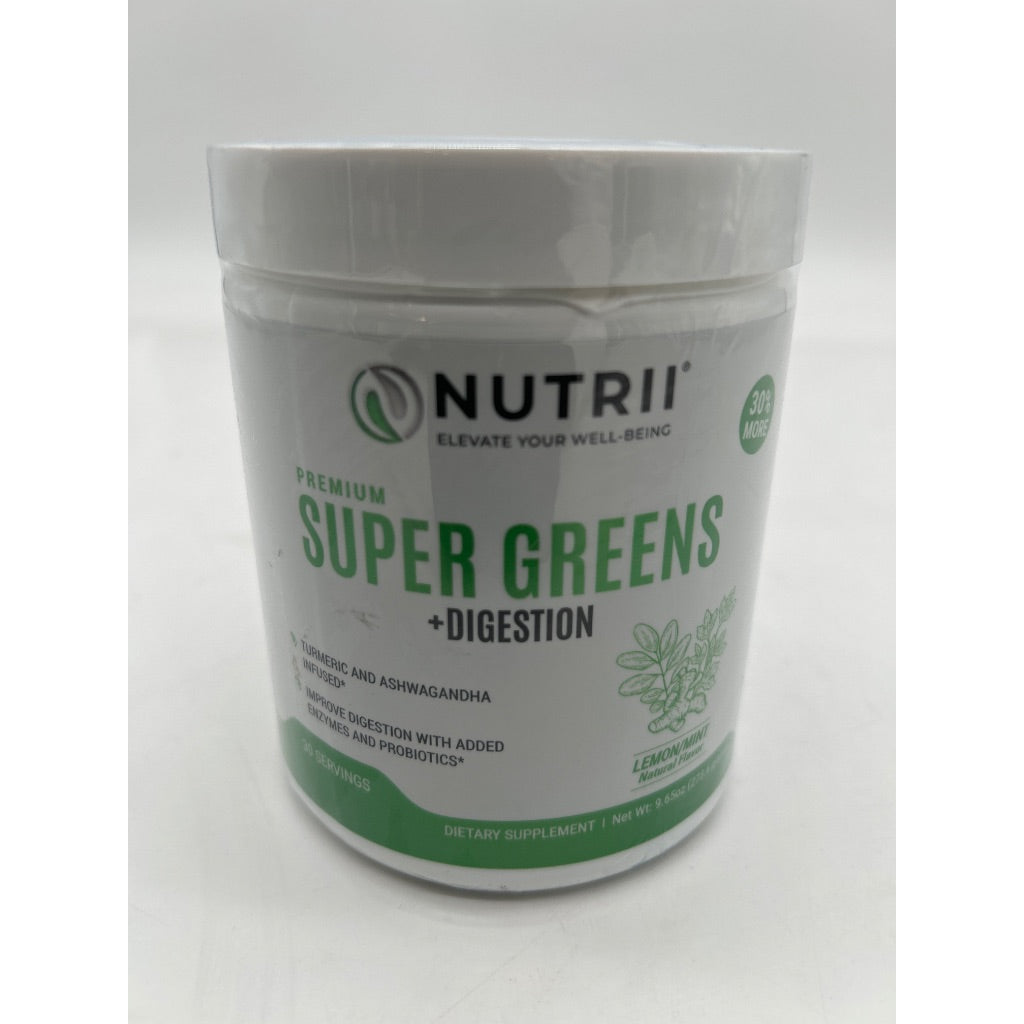 Nutrii Premium Super Greens + Digestion Immunity Support Powder, munity Superfood Powder, Lemon Mint, 30 Servings