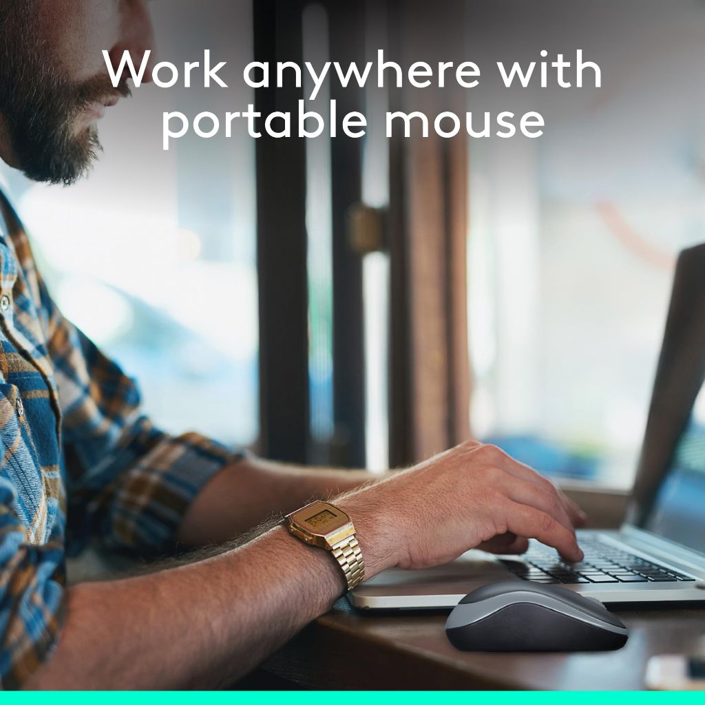 Logitech M185 Wireless Mouse, 2.4GHz with USB Mini Receiver, 12-Month Battery Life, 1000 DPI Optical Tracking, Ambidextrous, Compatible with PC, Mac, Laptop - Black