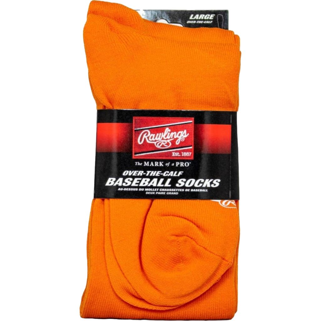 Rawlings Baseball / Fastpitch Softball Socks | 2 Pair | Orange | Small