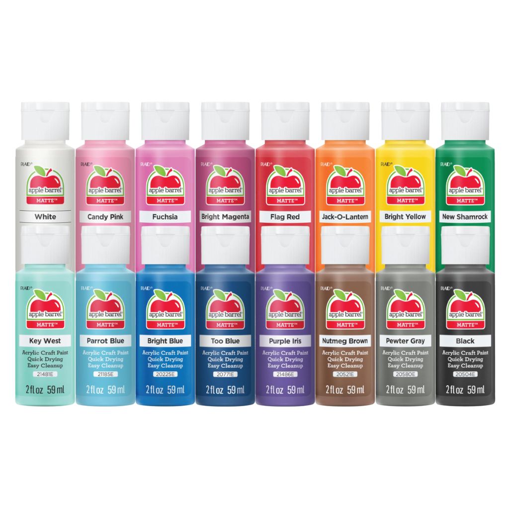 Apple Barrel, Vibrant Spectrum Collection Acrylic Craft Paint, PROMOABIII, 2 fl oz each, 16 assorted matte colors