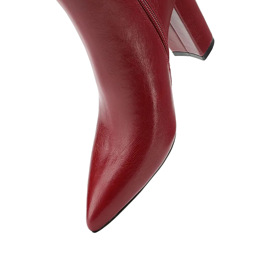 NEWBELLA Women's British Style Ankle Boots, Burgundy 6.5