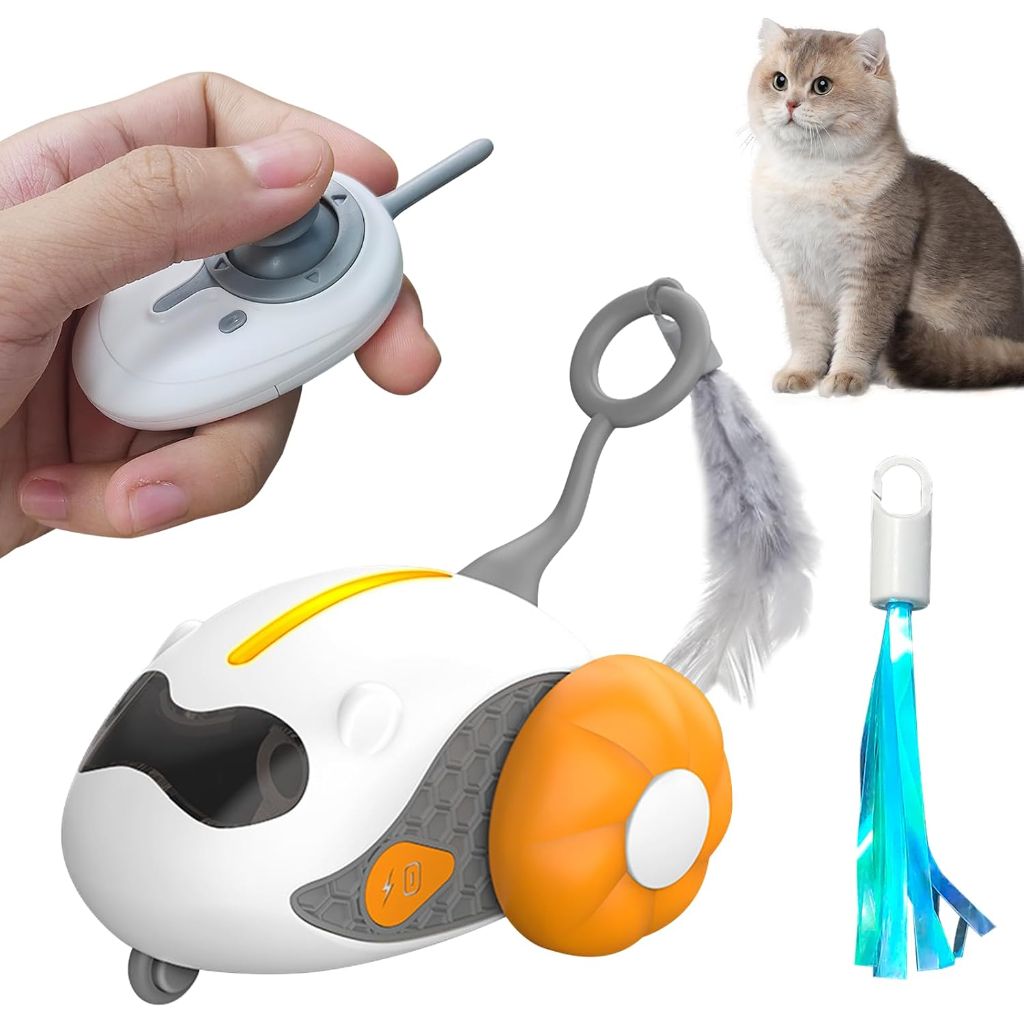 Oiuyamn Interactive Cat Toys, Upgraded Rechargeable Joystick Remote Control Smart