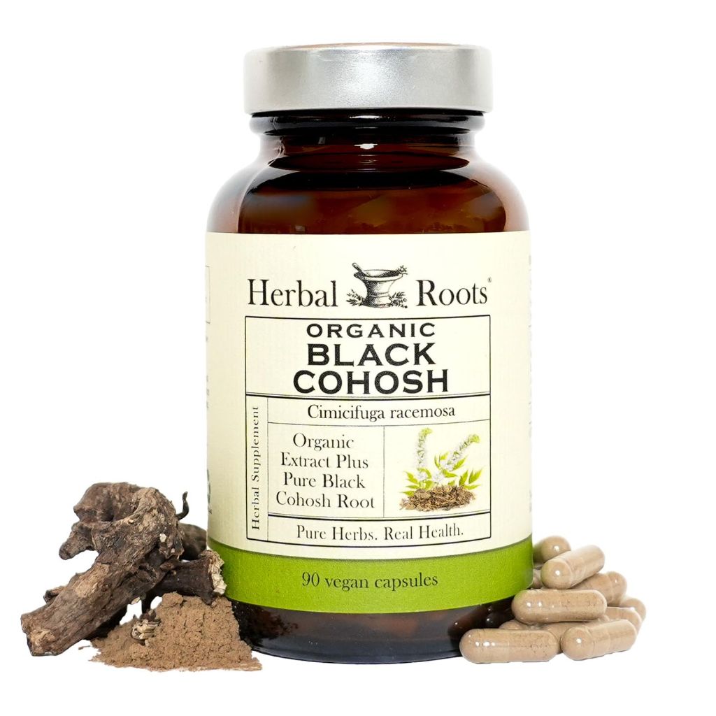 Herbal Roots Organic Black Cohosh Root | Extra Strength | Menopause and Menstrual Support for Women | 90 Capsules, Vegan