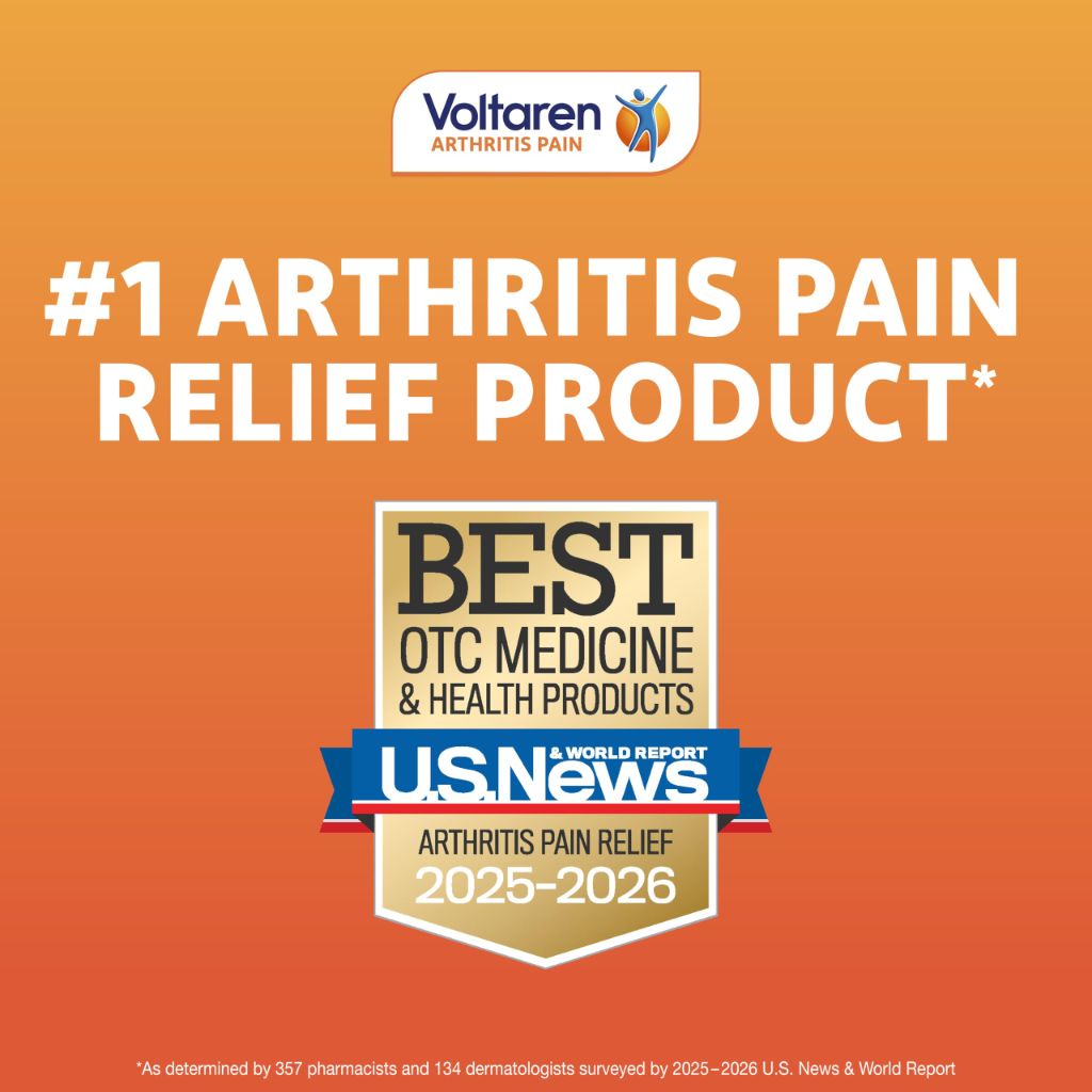 Voltaren Arthritis Pain Relief Gel, Diclofenac Sodium, 1% (NSAID), Clinically Proven Powerful Pain Reliever with Easy Open Flip Top Cap, No Prescription Needed, 5.3oz