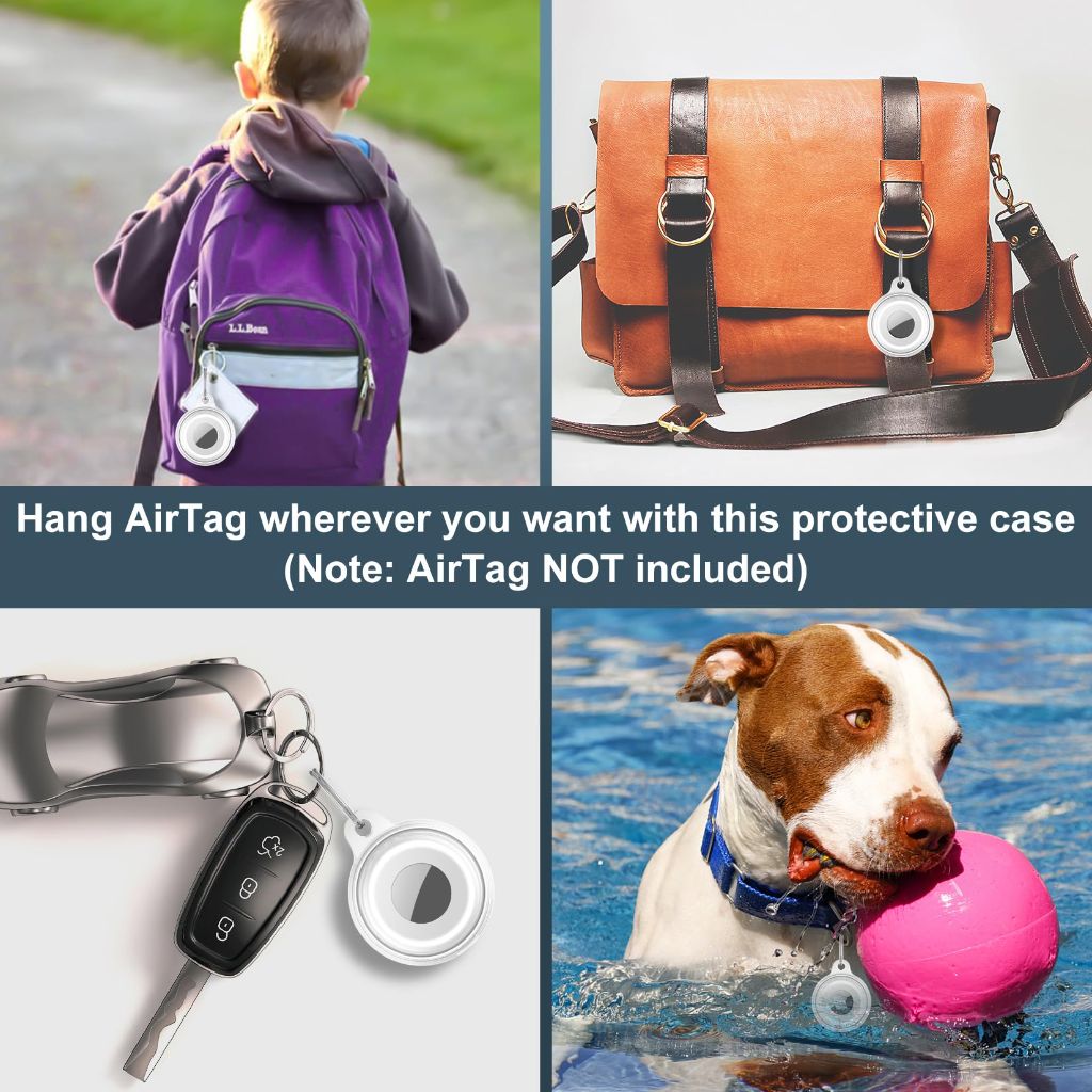 2 Pack IPX8 Waterproof Compatible with AirTag Keychain Holder Case (Black/Clear)