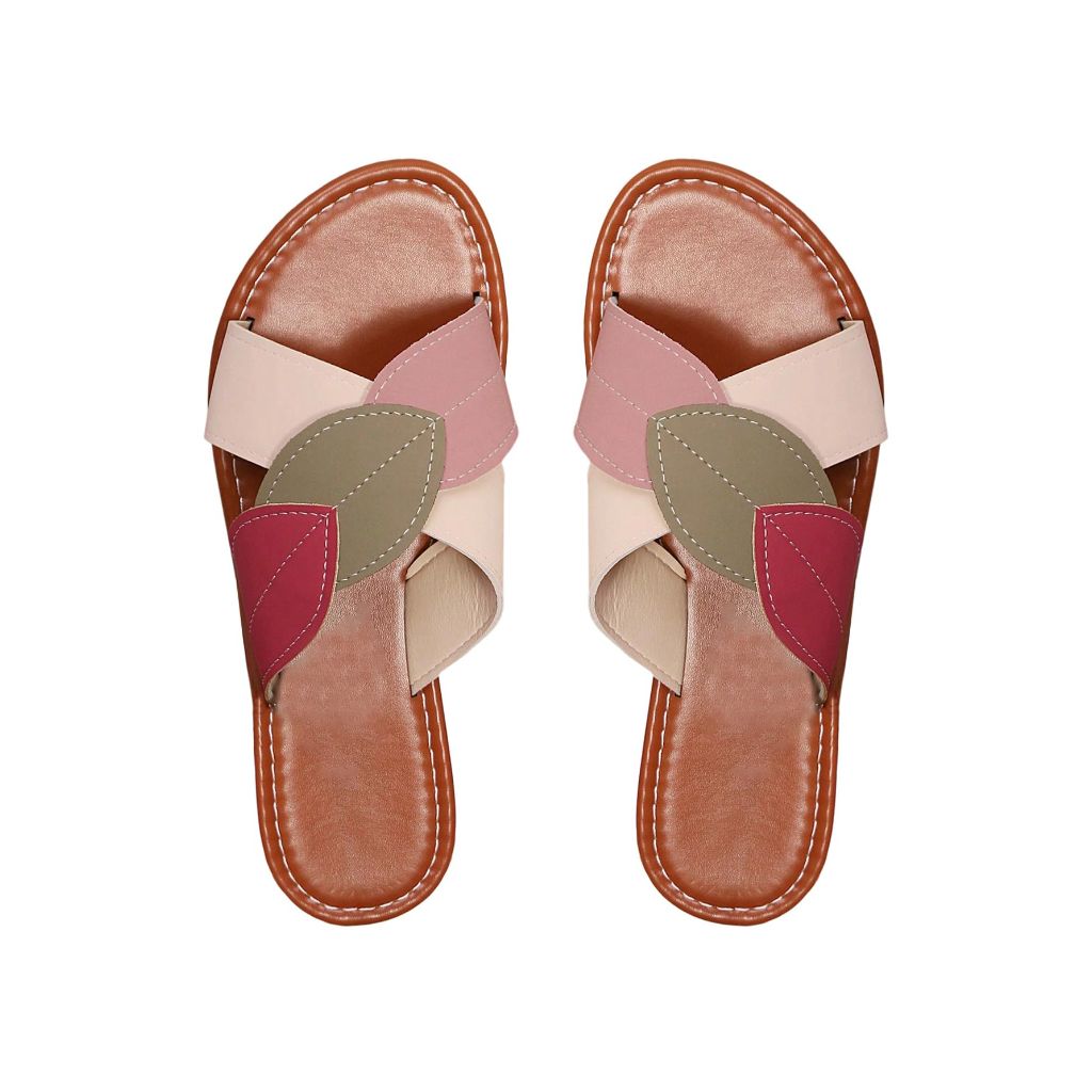 WDIRARA Women's Boho Flat Sandals, Mexican Vacation Criss Cross Slides Shoes, Beige, 8