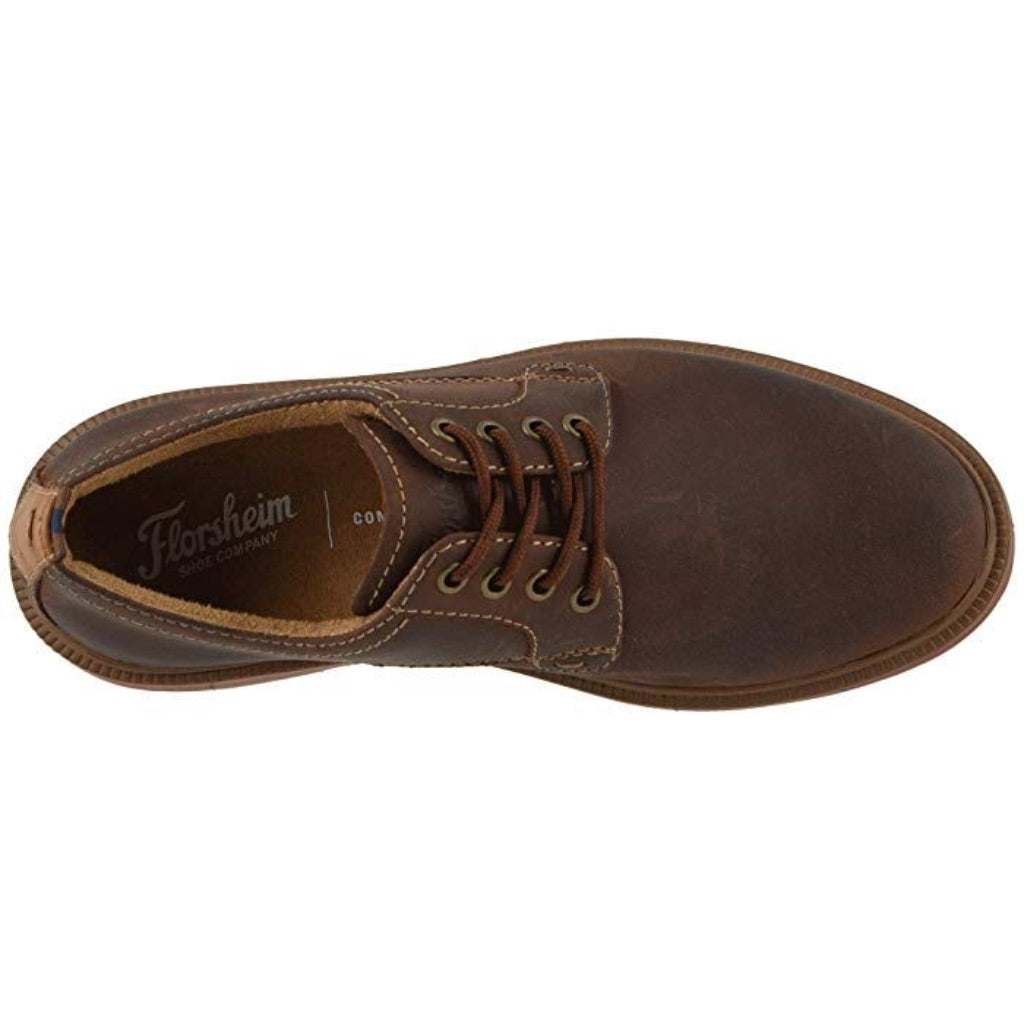 Florsheim Kid's Supacush Plain Toe Oxford Shoe, Brown Crazy Horse/Brick Sole - Size 10.5 Little Kid