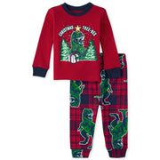 The Children's Place Baby and Toddler Matching Family Christmas Tree-Rex Snug Fit Cotton Pajamas in Red | Size 3-6 M