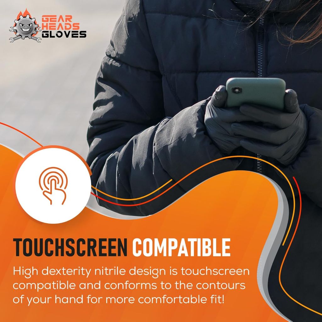 GEARHEADS Black Nitrile Disposable Gloves - 5 Mil, Chemical, and Food Safe, Latex/Powder-Free - Small