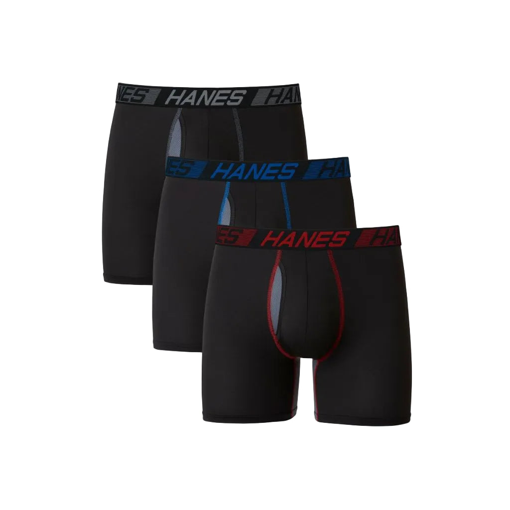 Hanes Men's X-Temp Total Support Pouch Boxer Briefs - Black, Size Large (3 Pair)