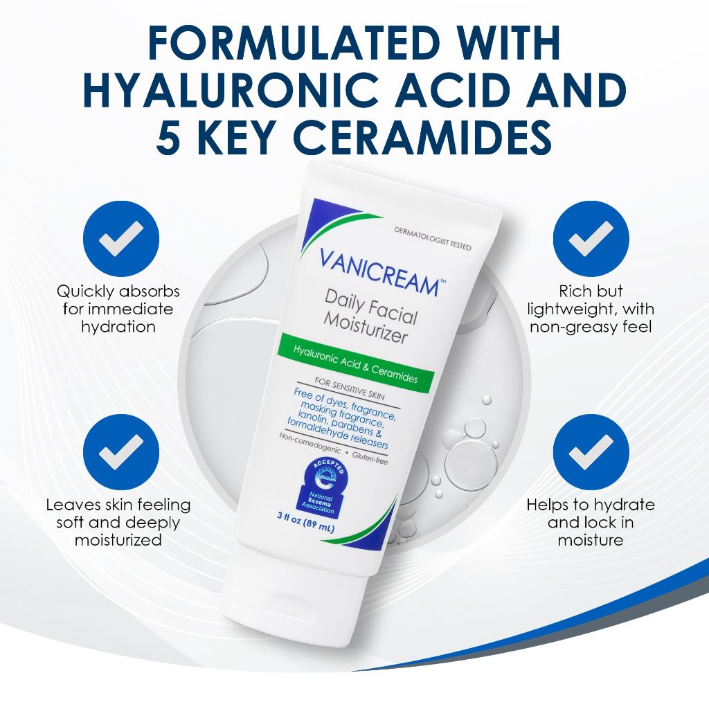 Vanicream Daily Facial Moisturizer With Ceramides and Hyaluronic Acid - 3 fl oz (Pack of 1)