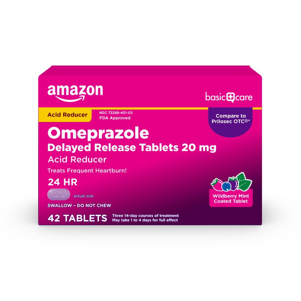 Amazon Basic Care Omeprazole Delayed Release Tablets 20 mg - 42 Count