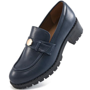 Ecetana Women's Loafers Comfortable Slip On Chunky Platform | Blue