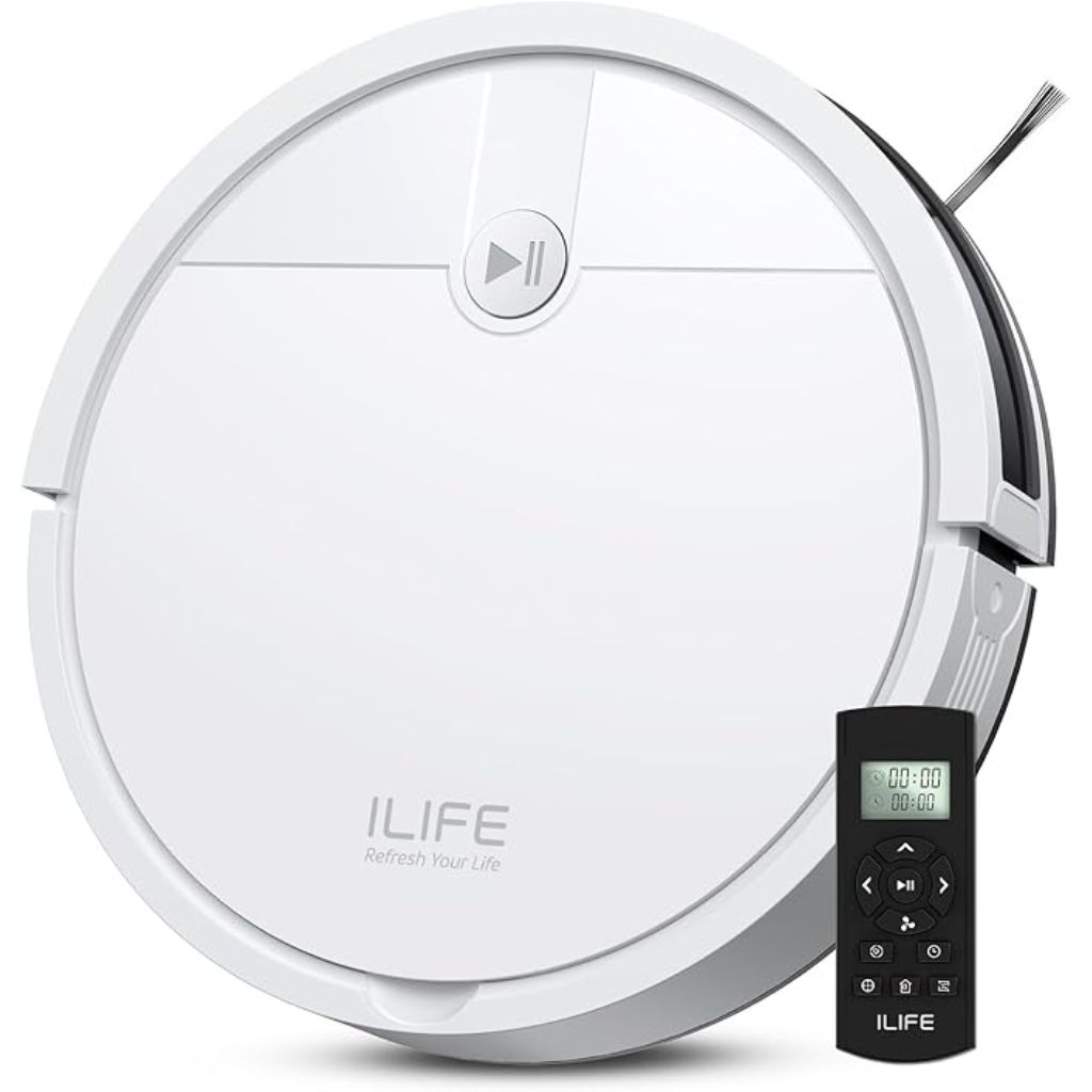 ILIFE V2 Robot Vacuum Cleaner, Tangle-Free Suction, 120 Mins Runtime, Slim, Self-Charging Robotic Vacuum Cleaner, Ideal for Pet Hair and Hard Floors