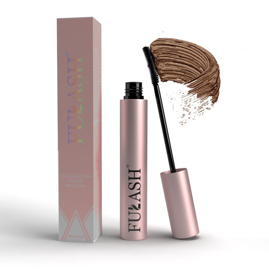 Fulash Brown Mascara, Washable Mascara, 3D Fibre Lash, Lengthening Volumizing 0.2oz