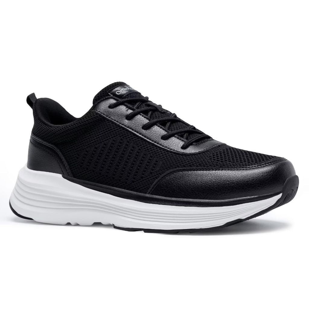 Men's Orthopedic Fashion Sneakers with Arch Support: Adjustable Walking Shoes Black Size 9