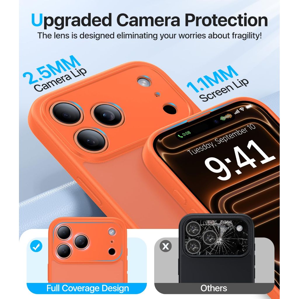Anti-Yellow Soft-Touch Shockproof Slim Phone Case for iPhone 17 Pro Max, Orange