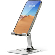 Folding Cell Phone Stand for Desk, Adjustable Phone Holder, Compatible with iPhone, Switch, Kindle, iPads, (Silver)