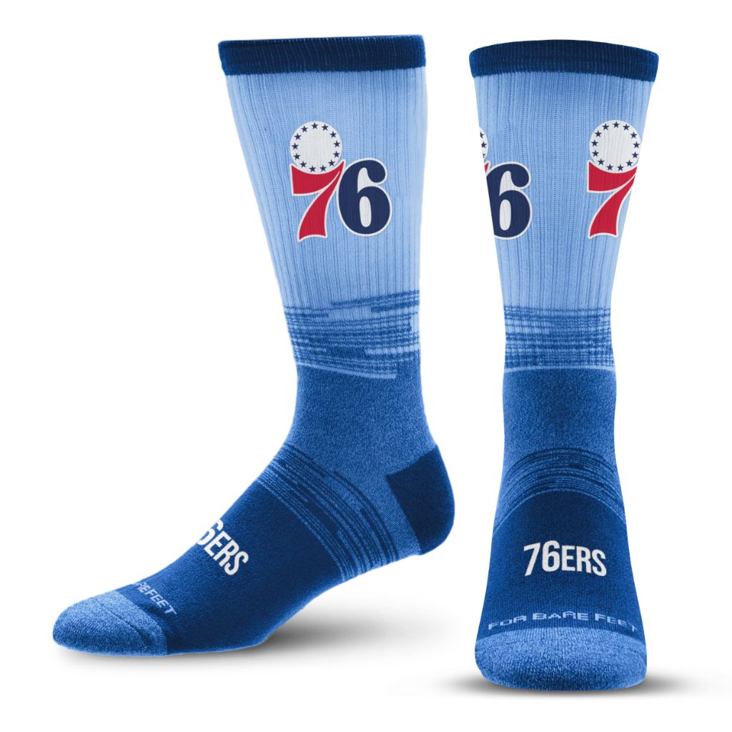 For Bare Feet NBA PHILADELPHIA 76ERS Team Tonal Crew Sock, Team Colors - size Large