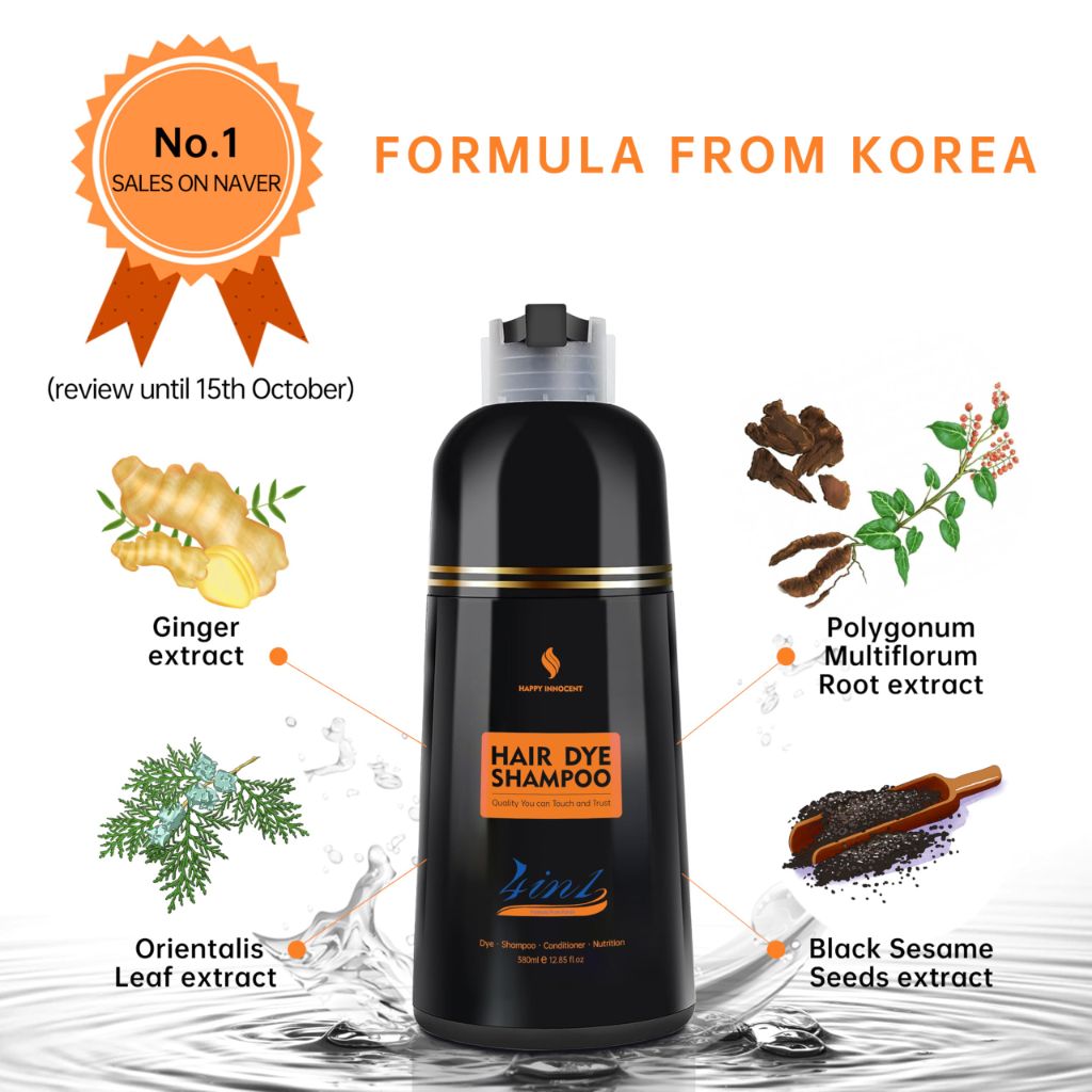 Happy Innocent Hair Color Shampoo for Gray Hair - Hair Dye Shampoo (Dark Brown)