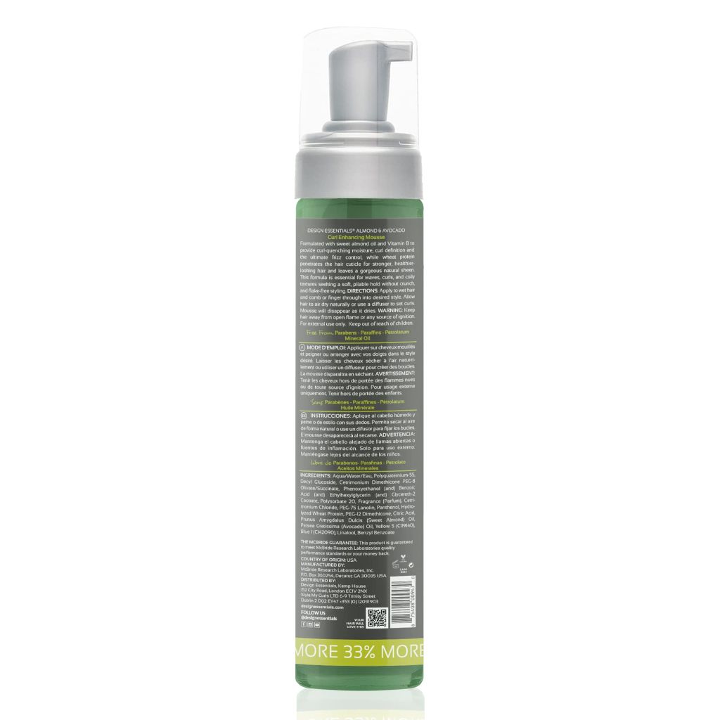 Design Essentials Curl Enhancing Hair Mousse for Curly Hair; Almond and Avocado Collection, 10 Ounce