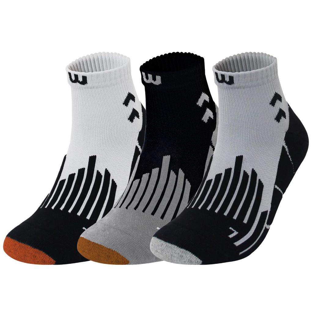 Wildarms Compression Ankle Socks for Men, 3 Pairs, Size 10-13 (Black+ White+ Gray)