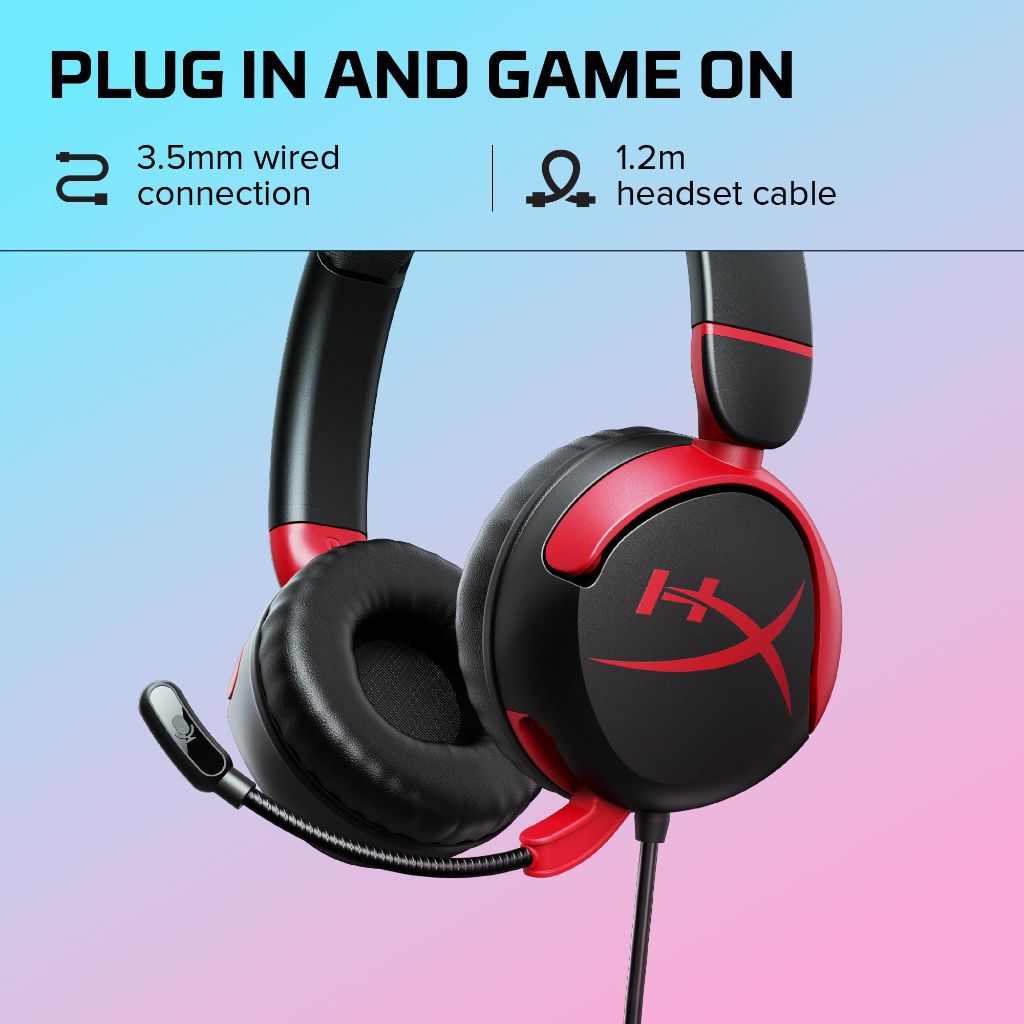 Hyperx Cloud Mini Kids Gamer Headphones (Black) - ages 8 to 12