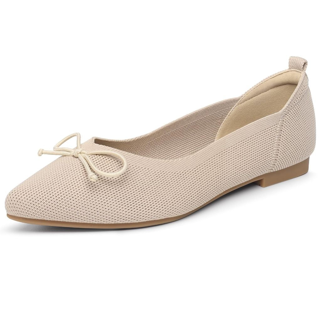 Ankis Ballet Flats Shoes for Women Dressy Comfortable, Pointed Toe Casual Work Flats for Women Foldable Beige