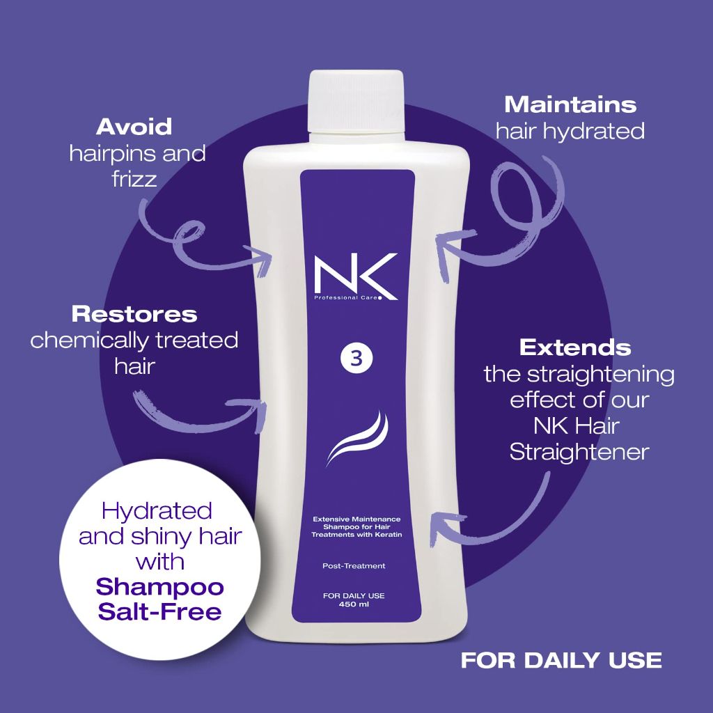 NK 4-Step Keratin Hair Treatment Set  – Includes Shampoo & Repair Mask – All Hair Types (8oz)