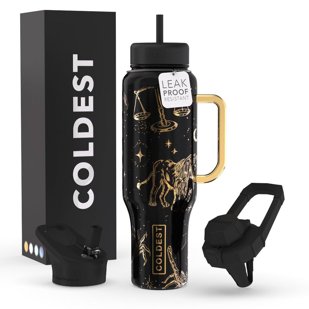 Coldest Tumbler with Handle and Straw - 100% Spill Proof Tumbler with Straw (3 Lids) - 46 oz (Darkness Nova)
