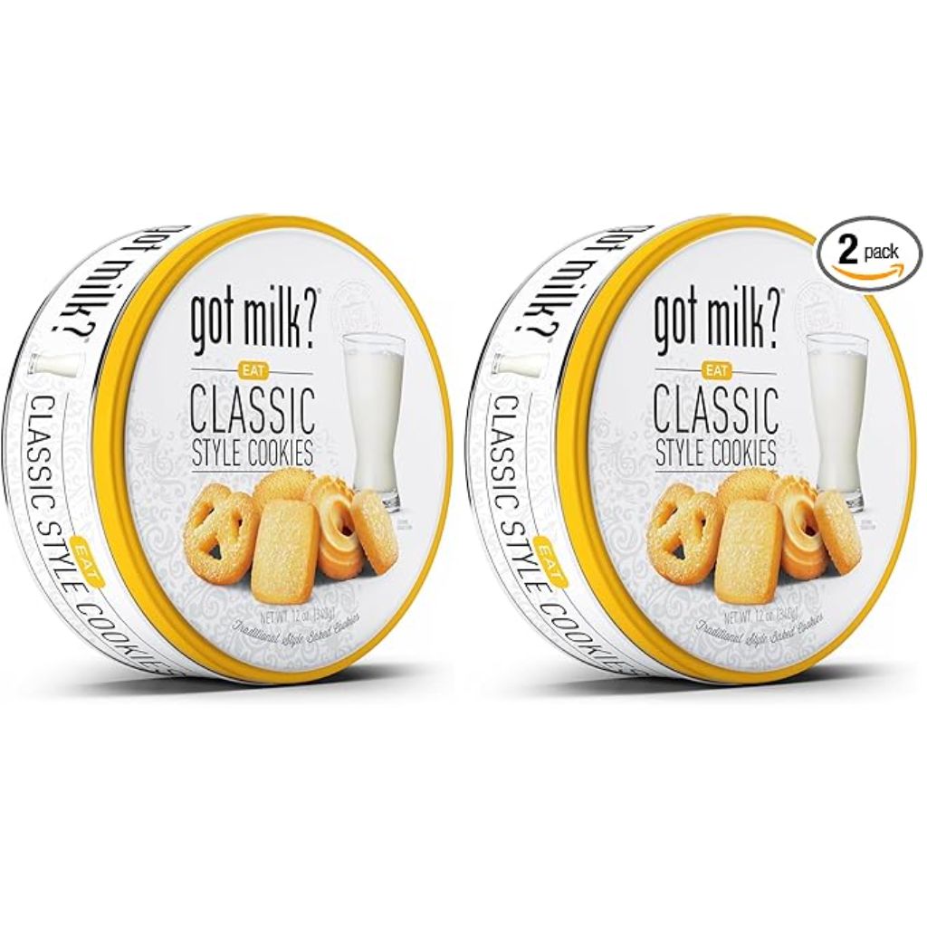 Got Milk? Traditional Danish Style Butter Cookies in 12 Oz. Gift Tin (Pack of 2)
