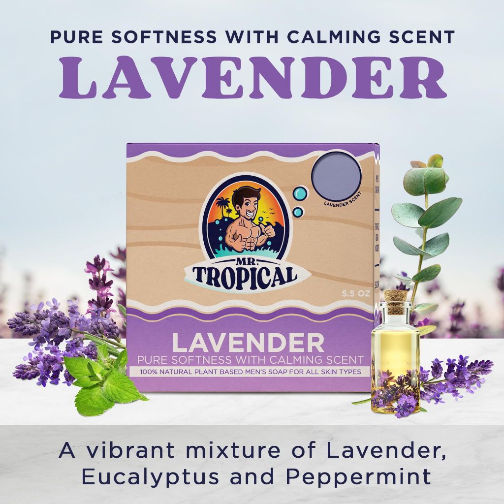 Mr. Tropical Lavender Natural Scent Handmade Soap Bar - 5.5 Ounce - Pack of 3