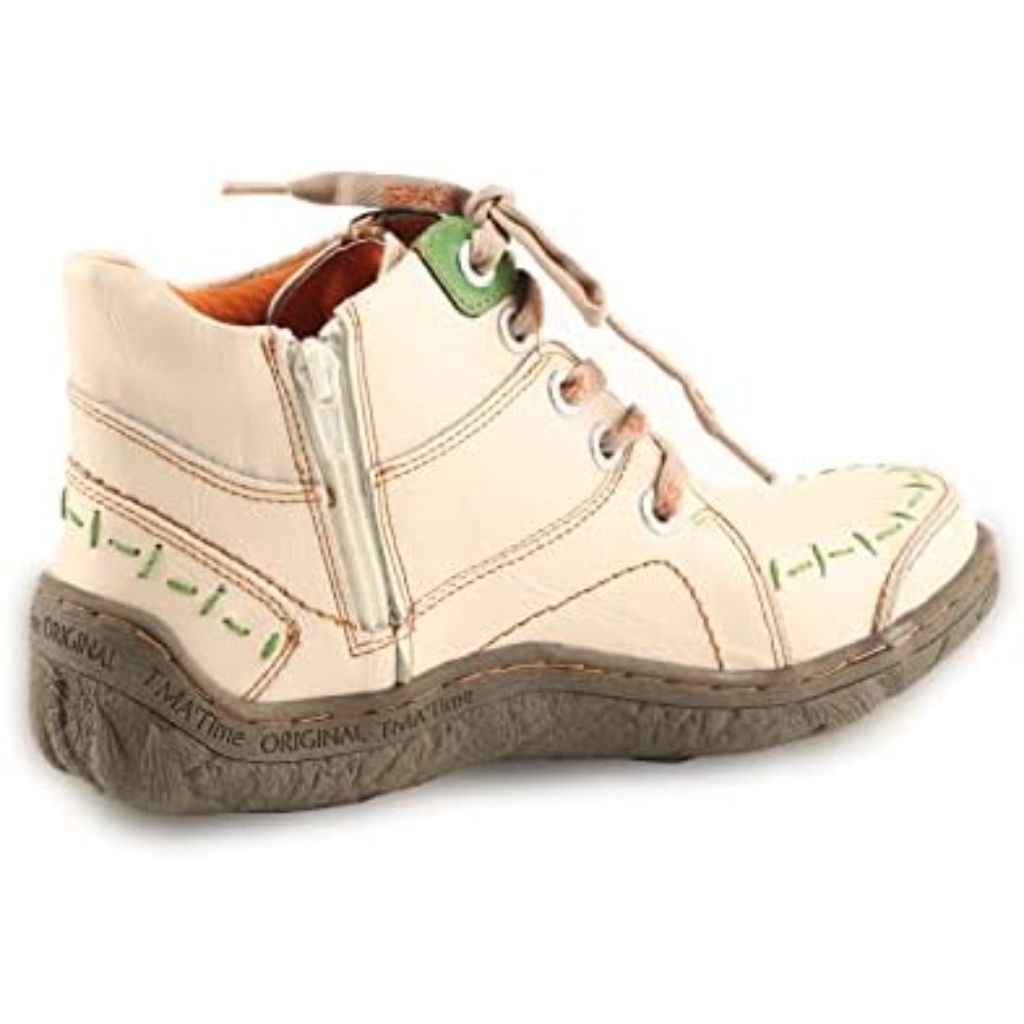 TMA EYES Women Stitching Shoes Leather Lace-up Low Heel Handwork Casual Boots - Size 6.5