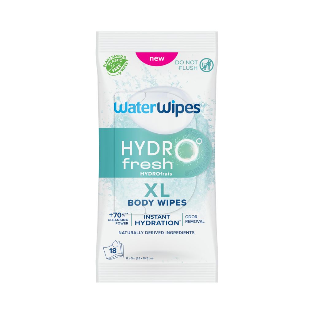 WaterWipes HydroFresh Refresh Wipes, XL Body Cleaning Wipe, 18 Count (1 Pack)