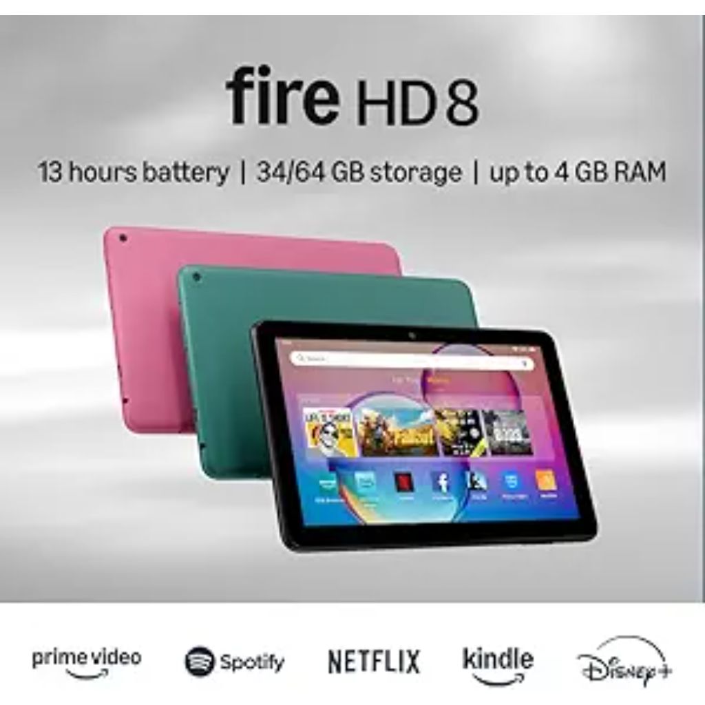 Amazon Fire HD 8 Tablet (newest model), 8” HD Display, 3GB memory - Hibiscus (Pink)