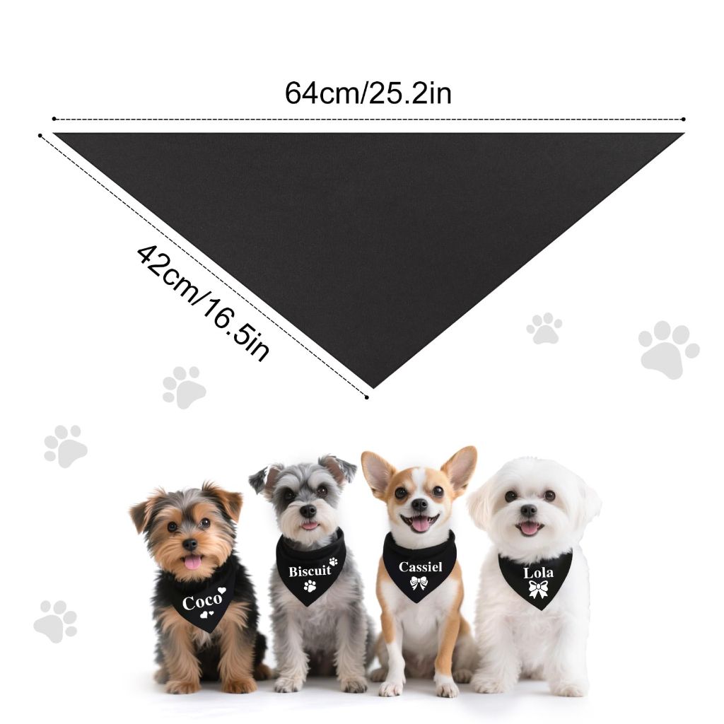Uoiispet Blank Black Dog Bandana, DIY Plain Dog Bandana Solid Scarf for Medium Dogs Birthday/Party/Wedding Fun Pet Idea Gift 1PCS