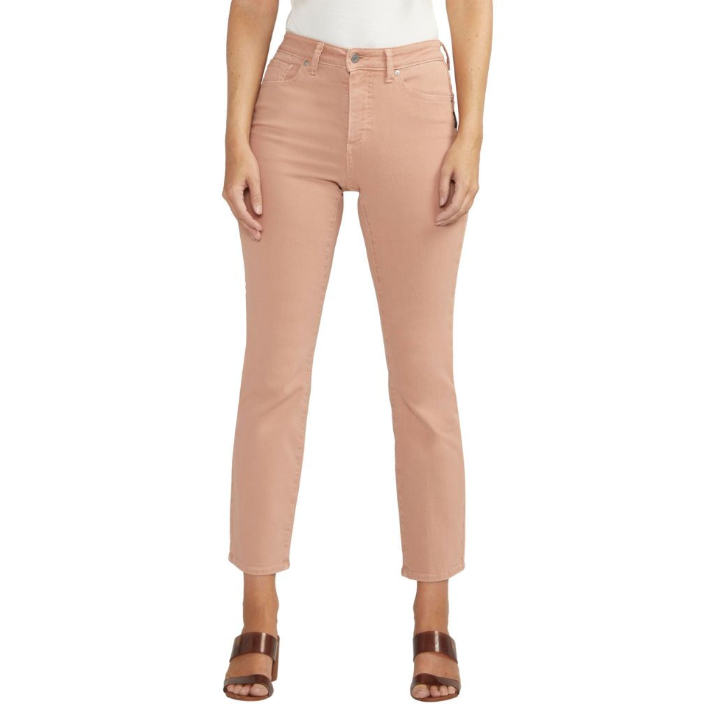 Silver Jeans Co. Women's Isbister High Rise Straight Leg Jeans, Dusty Coral - size 30Wx27L