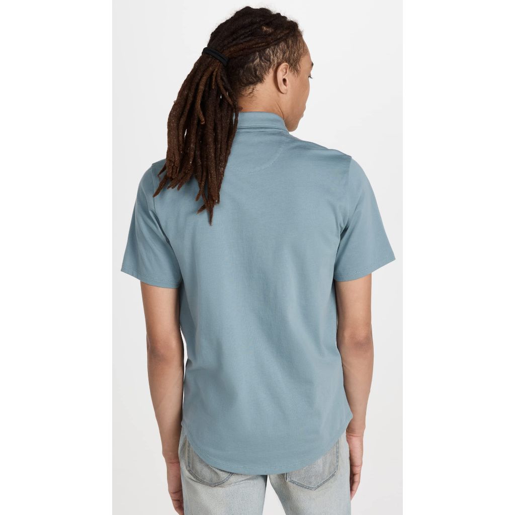 Vince Mens S/S Button Down Shirt, Teal Pool, Small