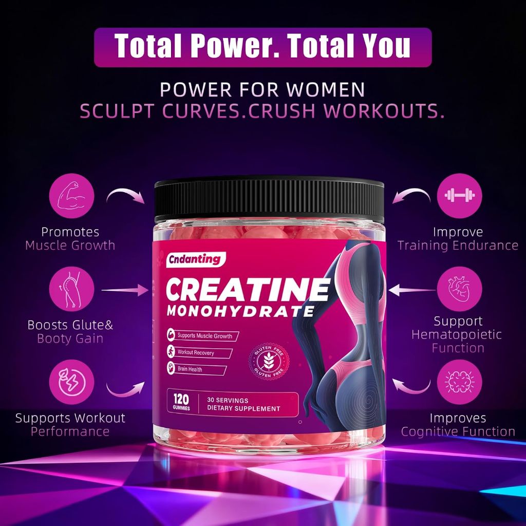 Creatine Gummies, 5000mg Creatine Monohydrate Gummies for Women, 120 Count (30 Servings),