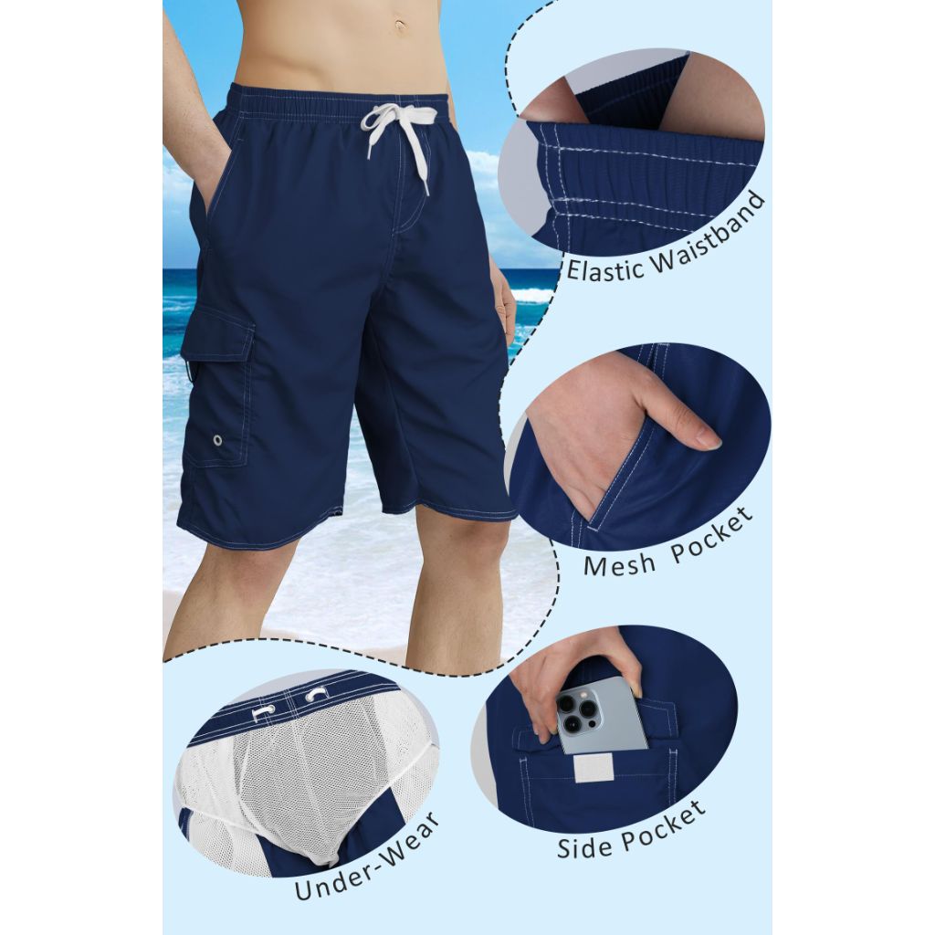 NIMeng Mens Swim Trunks Navy Blue