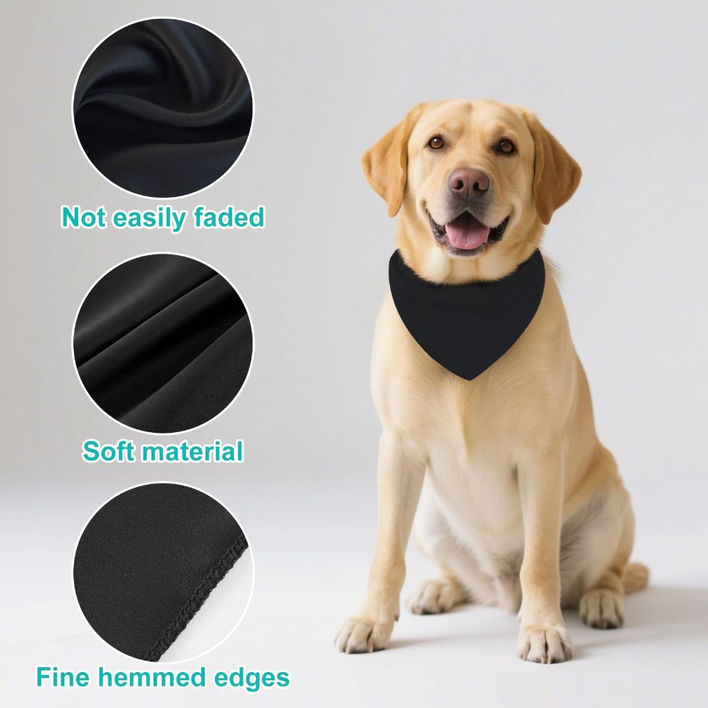 Uoiispet Blank Black Dog Bandana, DIY Plain Dog Bandana Solid Scarf for Medium Dogs Birthday/Party/Wedding Fun Pet Idea Gift 1PCS