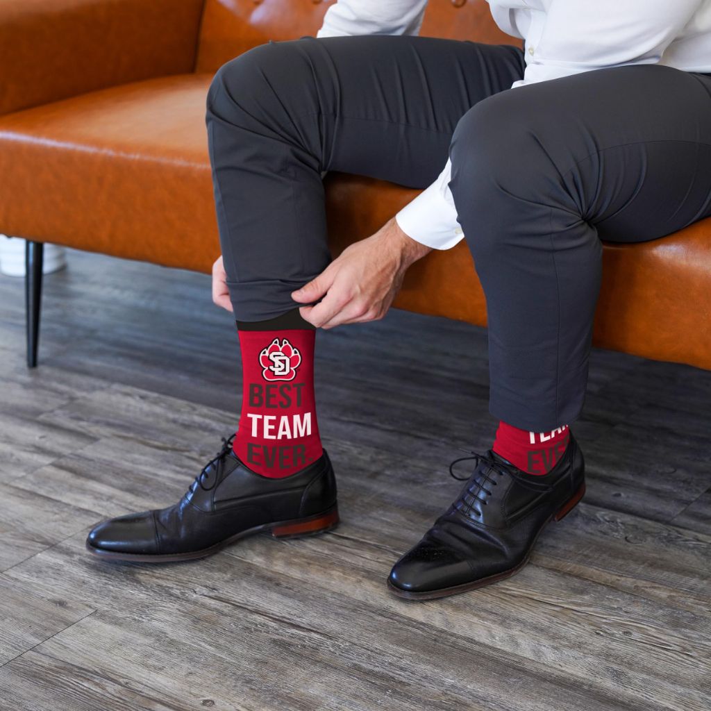 For Bare Feet NCAA SOUTH DAKOTA COYOTES Best Team Ever Crew Sock Team Color OSFM