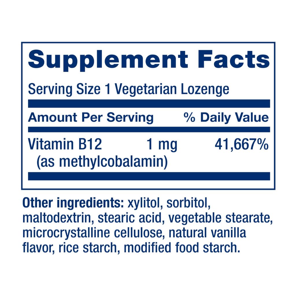 Life Extension Vitamin B12 Methylcobalamin (1 mg) 60 Vegetarian lozenges