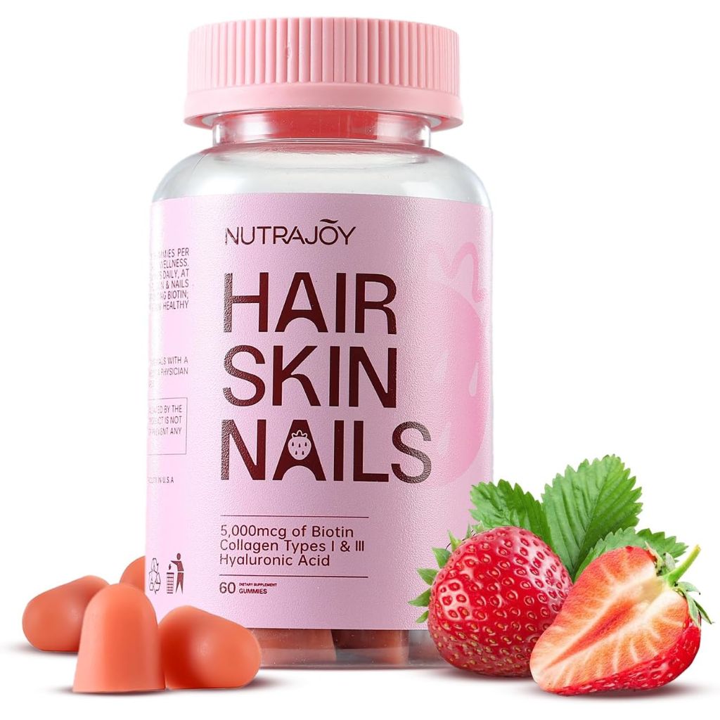Hair Skin and Nails Gummies, 5000 mcg Biotin Gummies, Strawberry Flavor, 60 Gummies