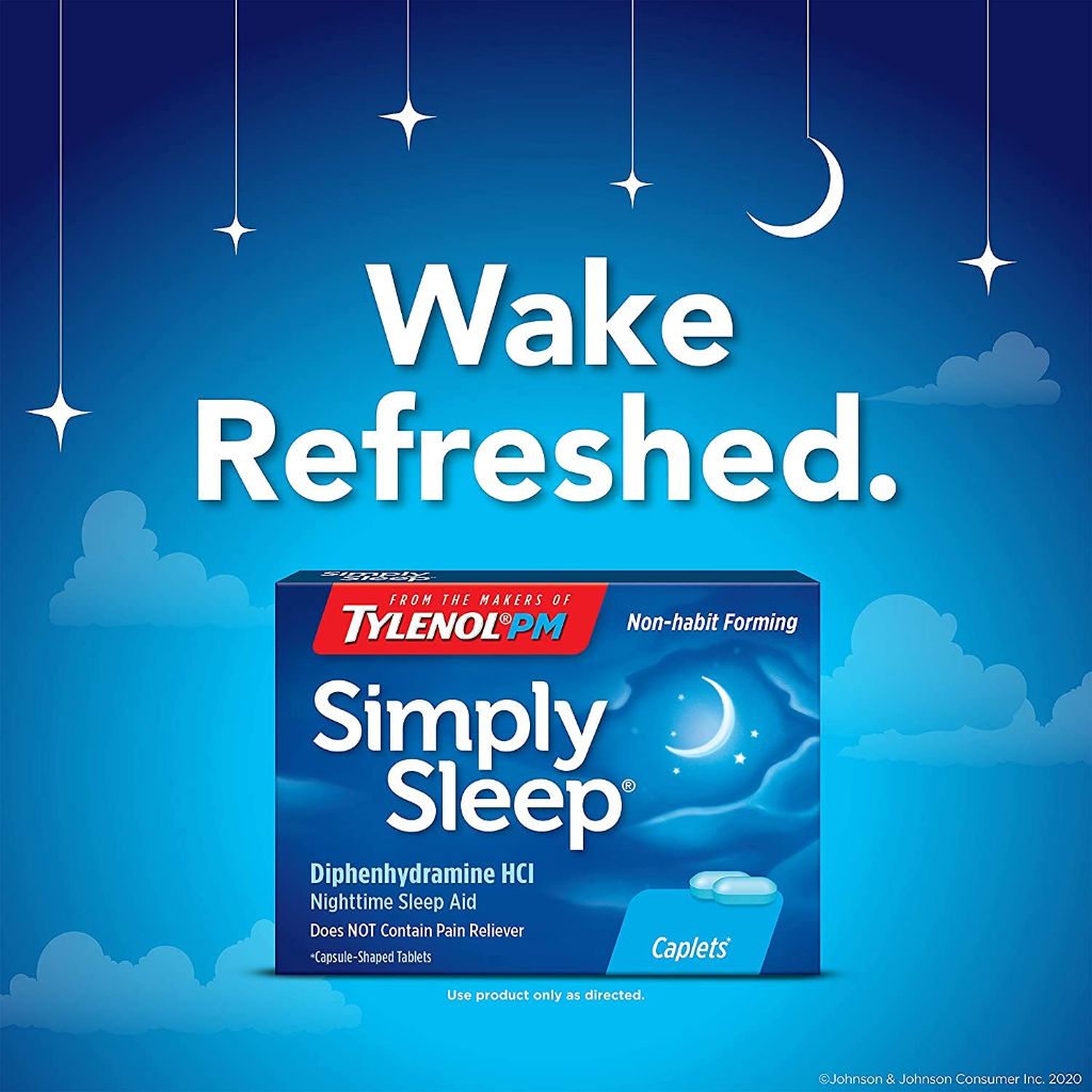 Tylenol Simply Sleep Nighttime Sleep Aid (25 mg), 100-Count Caplets