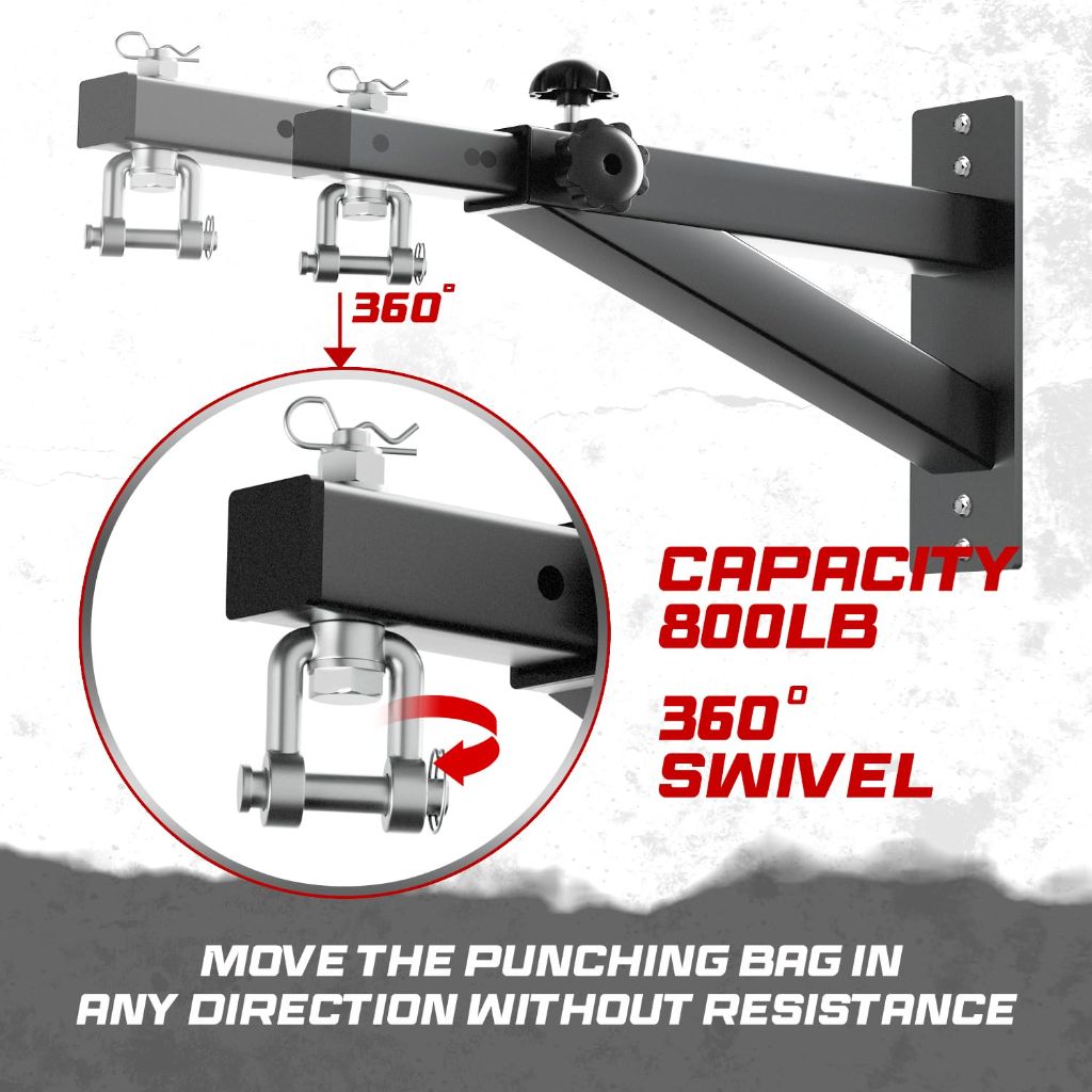 Yes4All 150 LBS Heavy Bag Hanger, Adjustable Punching Bag Wall Mount, Heavy Duty Boxing Bag Bracket for Kickboxing Bag